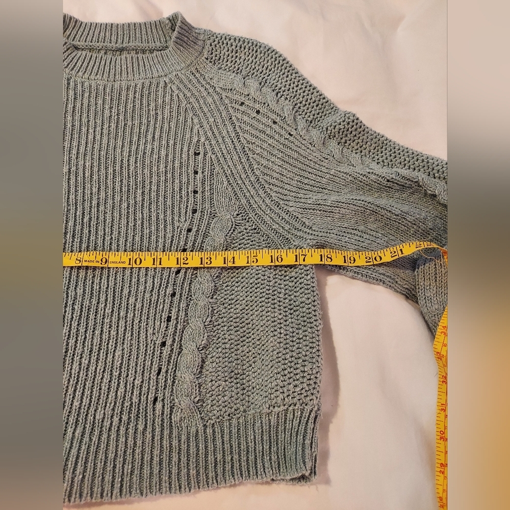 American Eagle Outfitters Light Sage Chunky Cozy Crew Neck Sweater - Picture 5 of 7